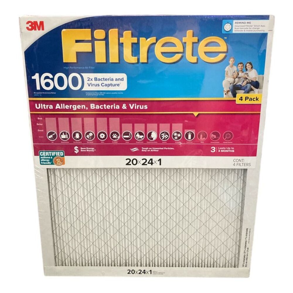 4 Pack Filtrate 1600 Ultra Allergen Air Filter - White
